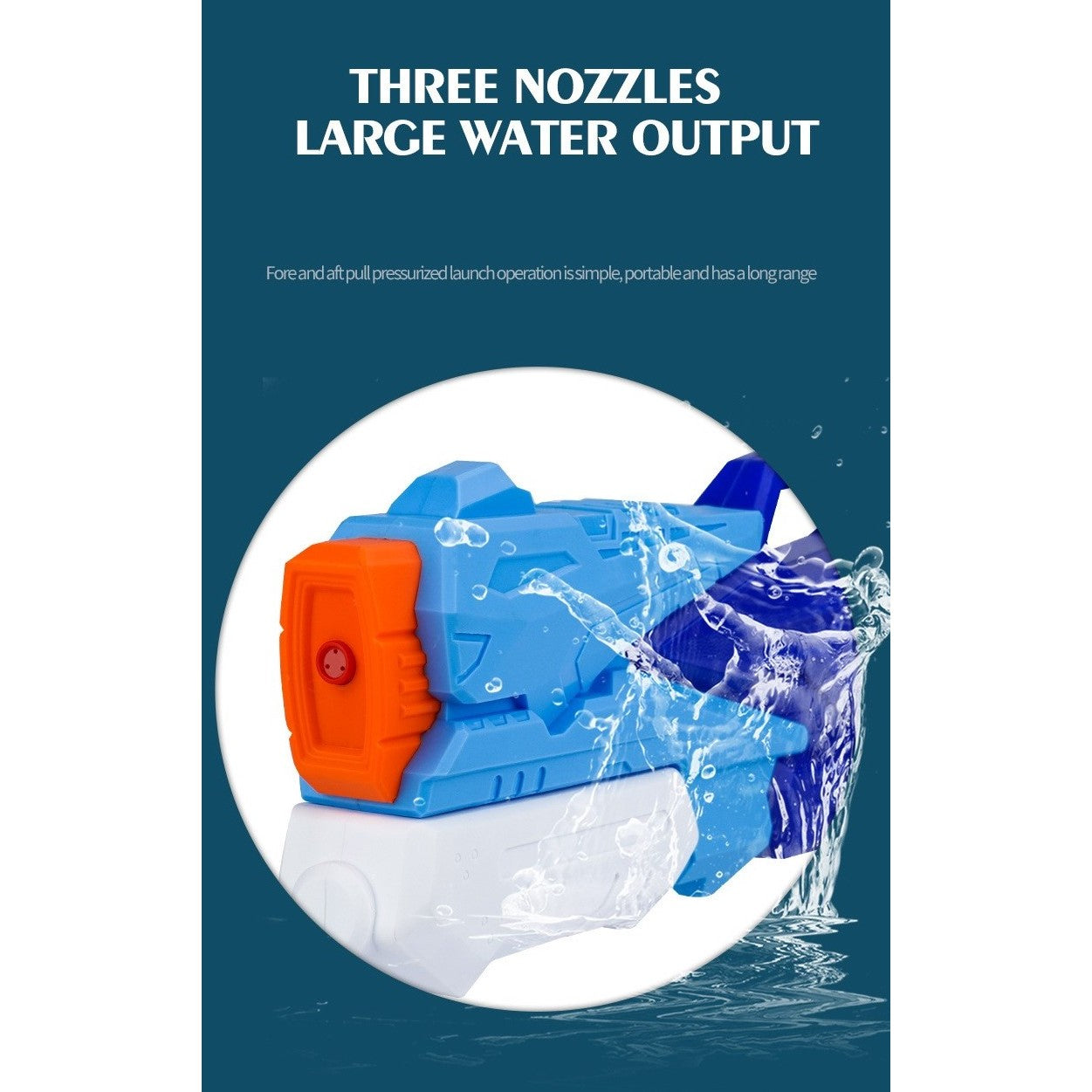 Pistol cu Apa pentru Copii, Rezervor, Pentru Piscina/Plaja, Flippy, 6ani+, 3 duze, Albastru, 500ML-6