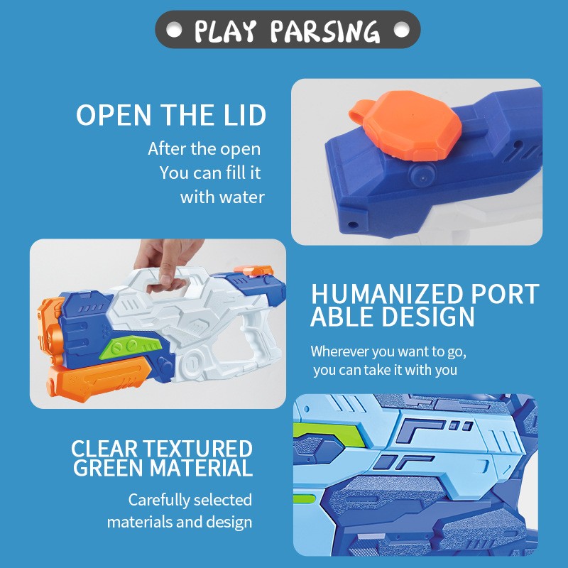 Pistol cu Apa pentru Copii, Rezervor, Pentru Piscina/Plaja, Flippy, 6ani+, 3 duze, Multicolor, 1000ML-4