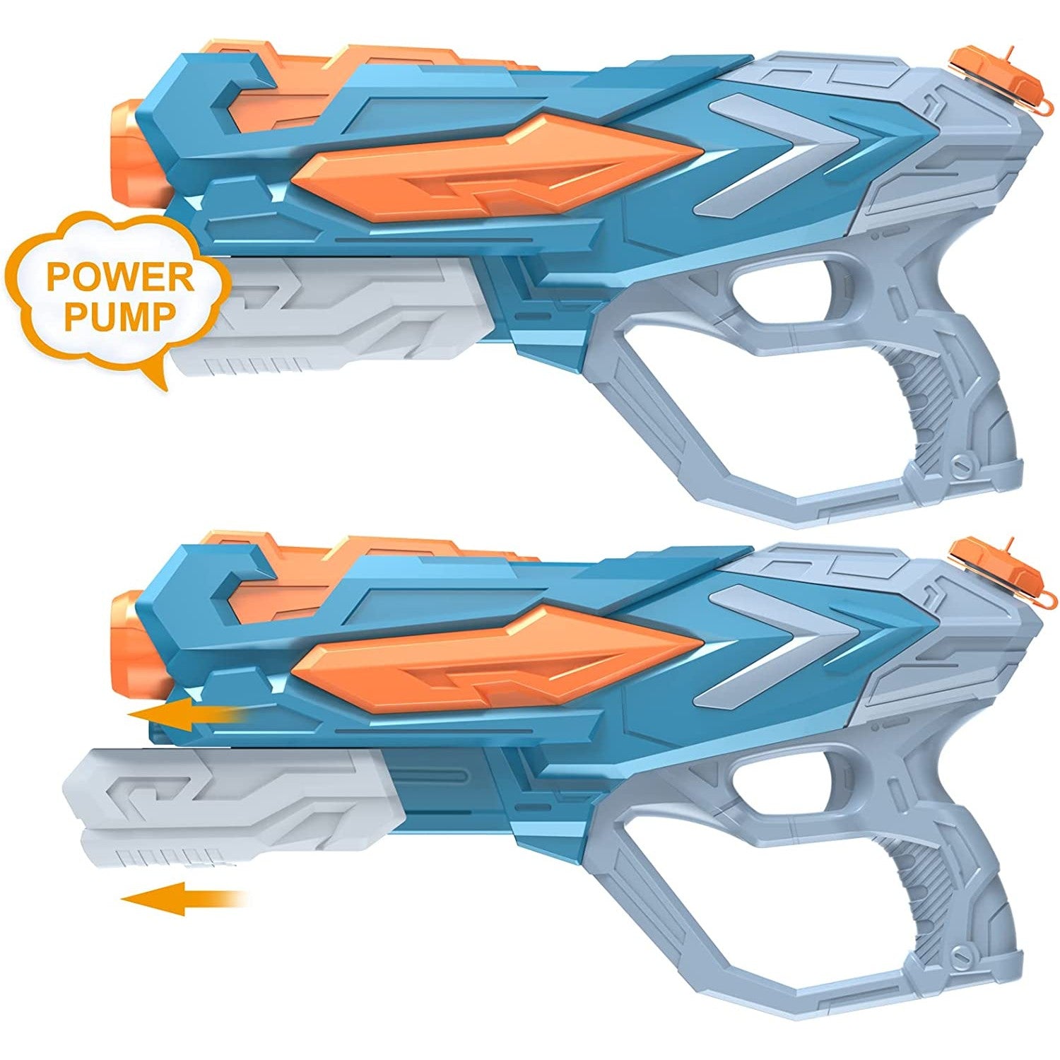 Pistol cu Apa pentru Copii, Rezervor, Pentru Piscina/Plaja, Flippy, 6ani+, Albastru, 4 duze, 900ML-8