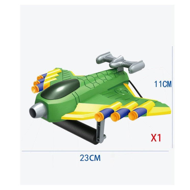 Jucaruie cu Lansator pentru Copii, Flippy, Lanseaza Manual, Tinta, Avion, 20 de Gloante din Material Moale, Joc Interactiv, 24x23.5x6.3 cm, Verde-5