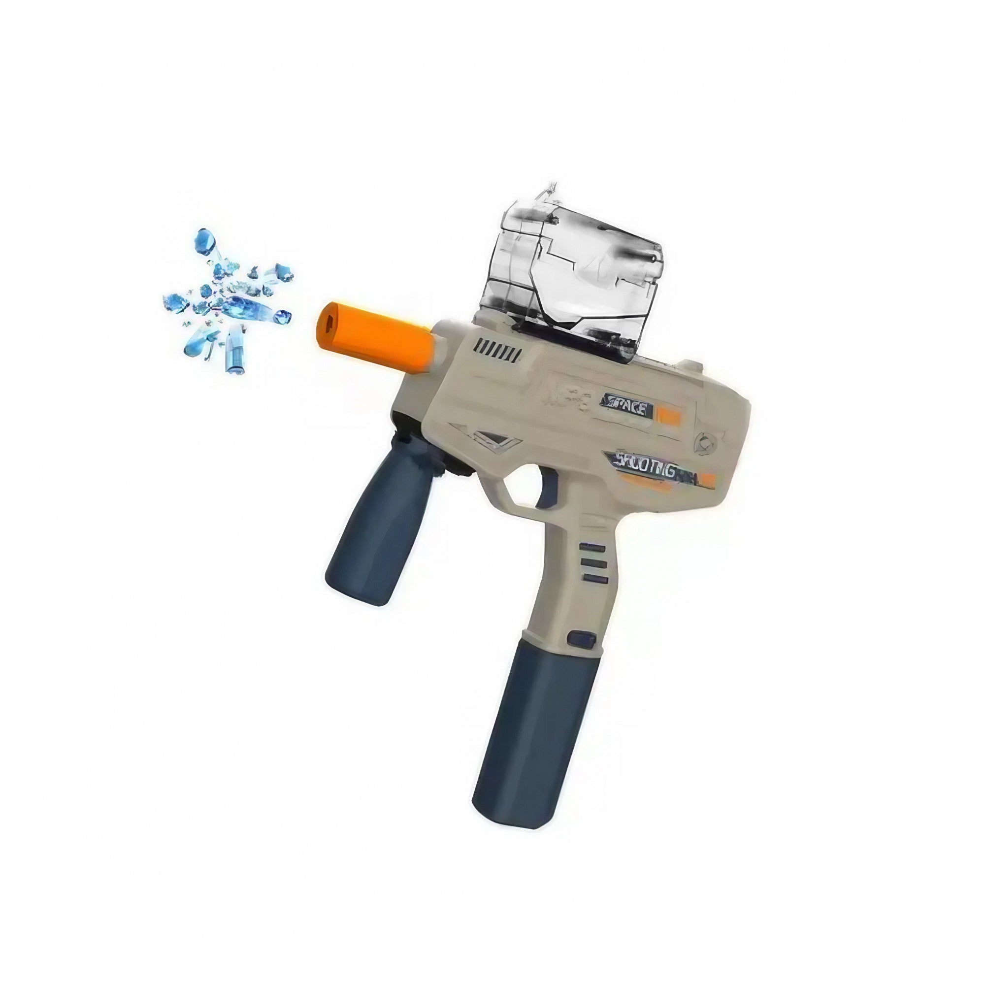 Mitraliera de jucarie electrica Flippy cu bile de hidrogen de gel, gun bluster, tragere in rafala, varsta peste 6 ani, ochelari de protectie, 5000 de bile incluse, cablu de incarcare, 40.1 x 31.6 cm, Mp9, crem-4