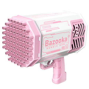 Pistol pentru Baloane de Sapun, Flippy, 69 de Gauri, Lumini Colorate, Tavita, Lichid, Baterie de Li, Cablu de Incarcare, 24cm x 14cm x 24cm, Roz-0