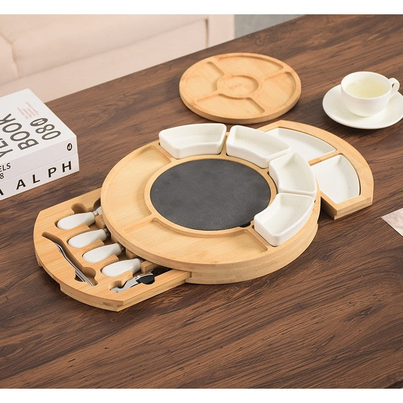 Platou Festiv, Flippy, din Lemn, pentru Branzeturi si Aperitive, 18 Piese, Maro-3