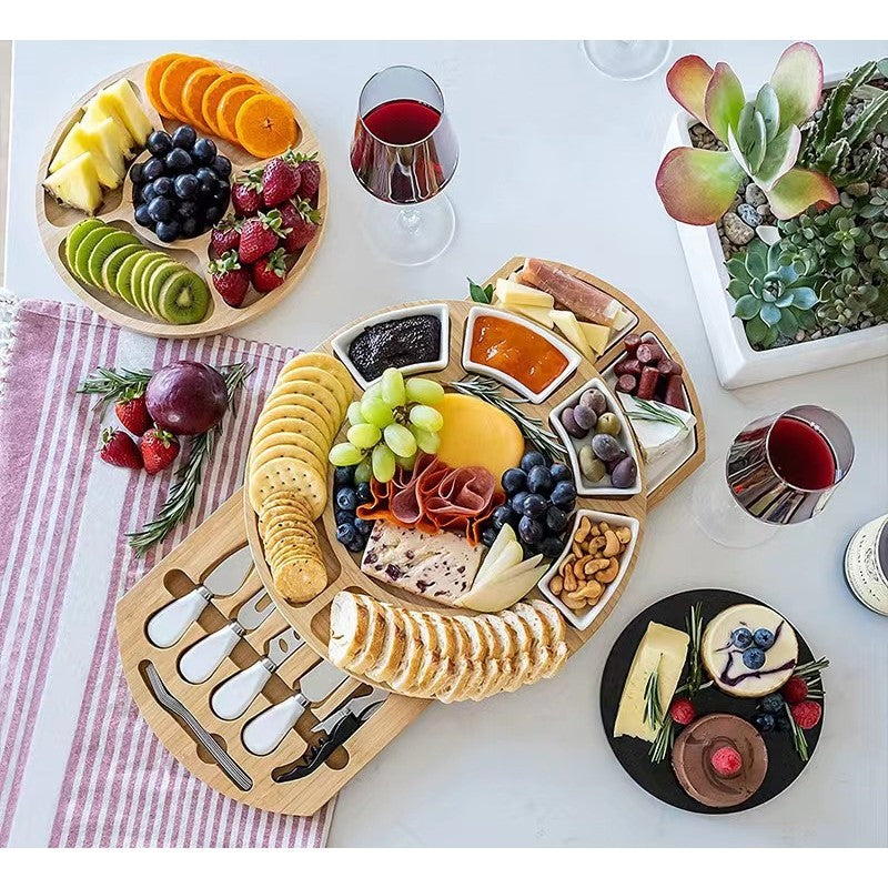 Platou Festiv, Flippy, din Lemn, pentru Branzeturi si Aperitive, 18 Piese, Maro-5