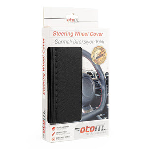 Husa volan OTOM din Piele Ecologica "Ne-Perforata" pentru autoturisme, diametru volan 37 - 39 cm, cu ac si ata Neagra-0