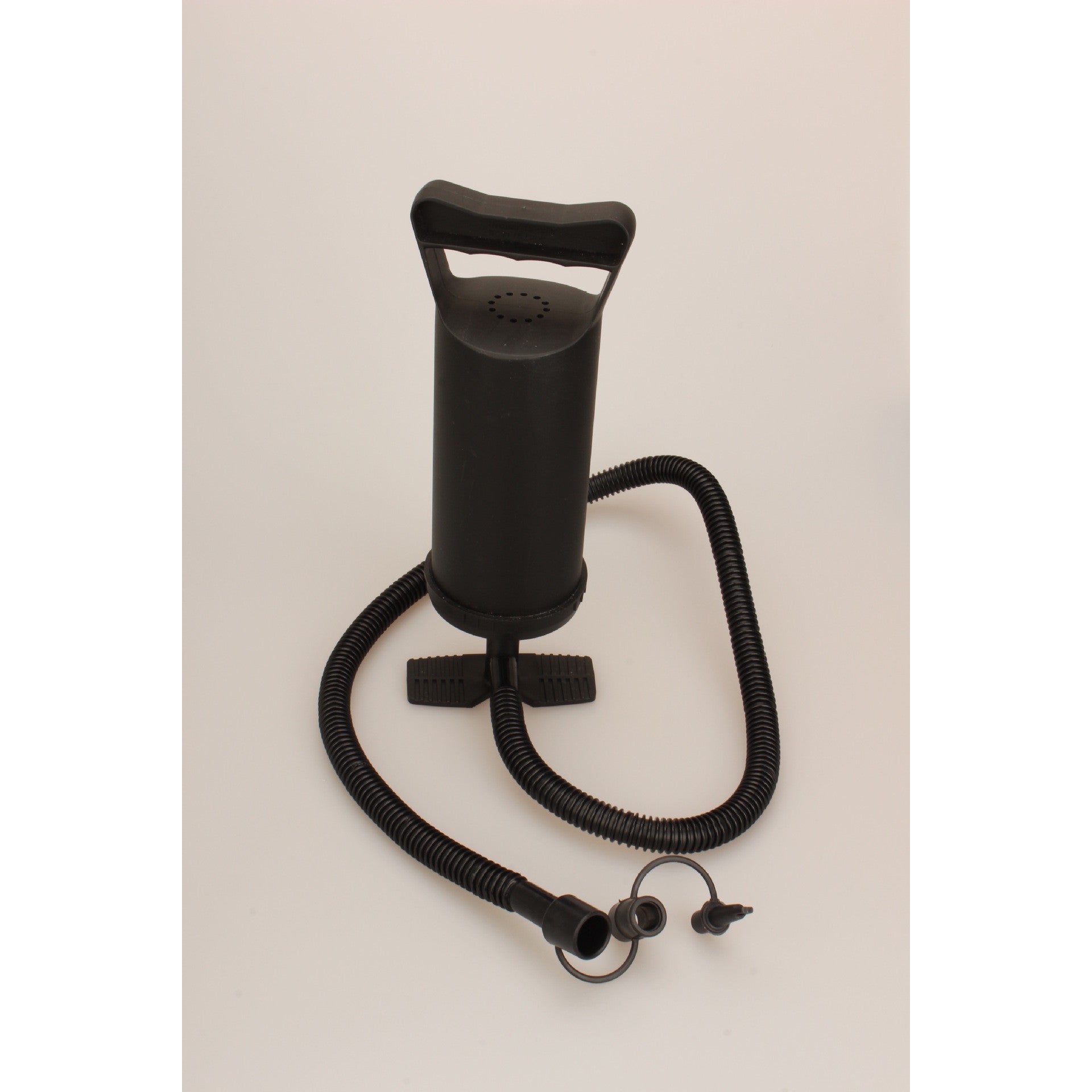 Pompa manuala pentru umflat obiecte gonflabile , colace , saltele , cu 3 adaptori pentru interconectare si furtun, negru, Flippy-8