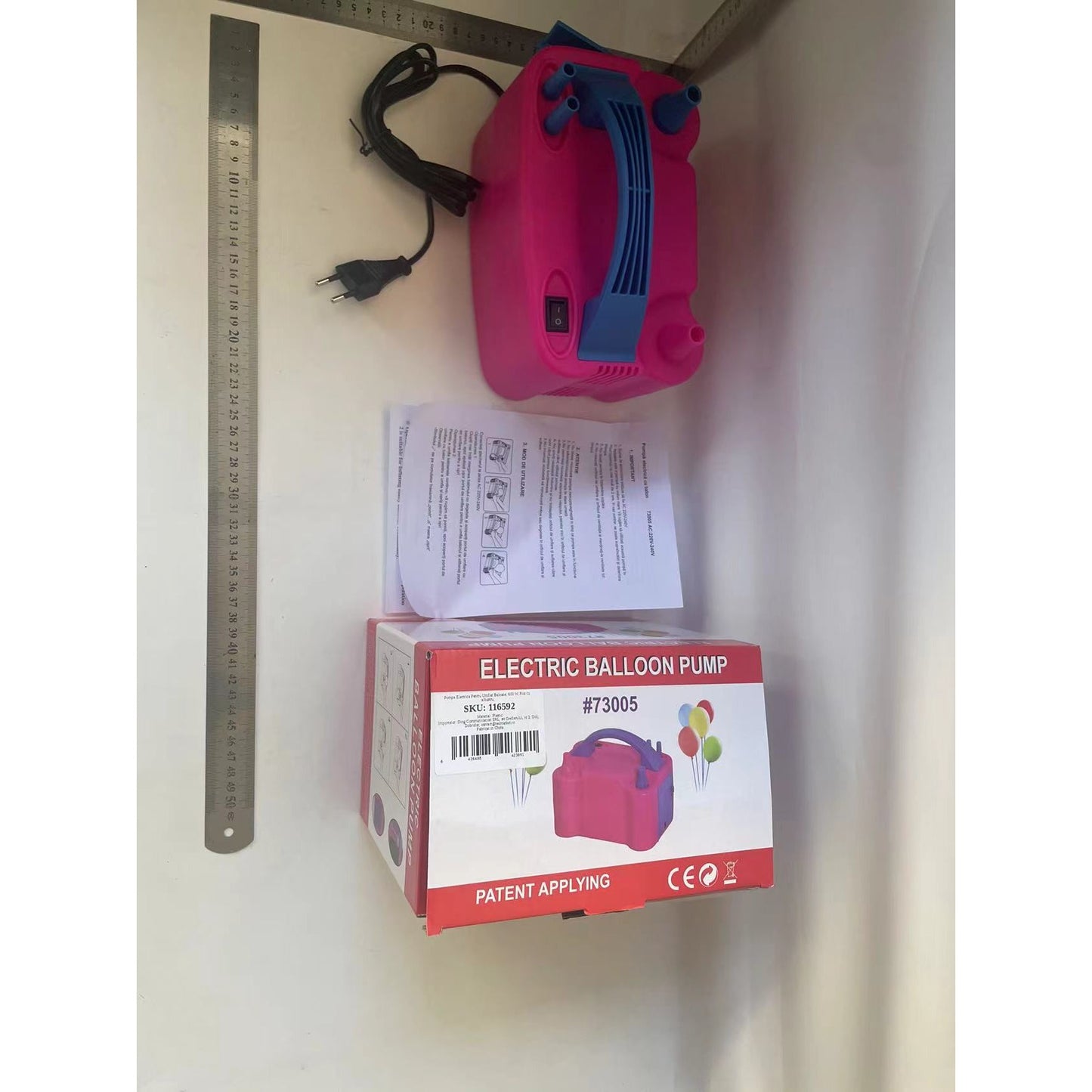 Pompa Electrica Pentru Umflat Baloane, 600 W, Roz cu albastru,-8