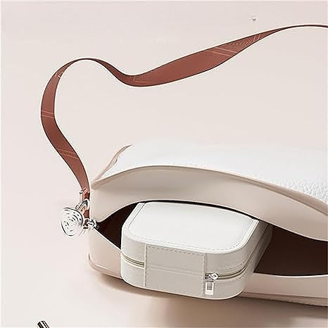 Portfard, Flippy, Geanta Cosmetice, cu Oglinda LED, 3 Moduri de Lumina, Incarcare USB, Baterie 1200 mAh, pentru Organizarea Cosmeticelor, 4 Compartimente, Imitatie Piele, Alb, 16.5x11.5x6 cm-4