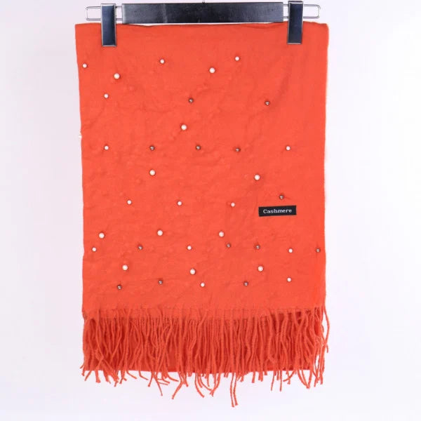 Esarfa din casmir cu perle - Portocaliu
