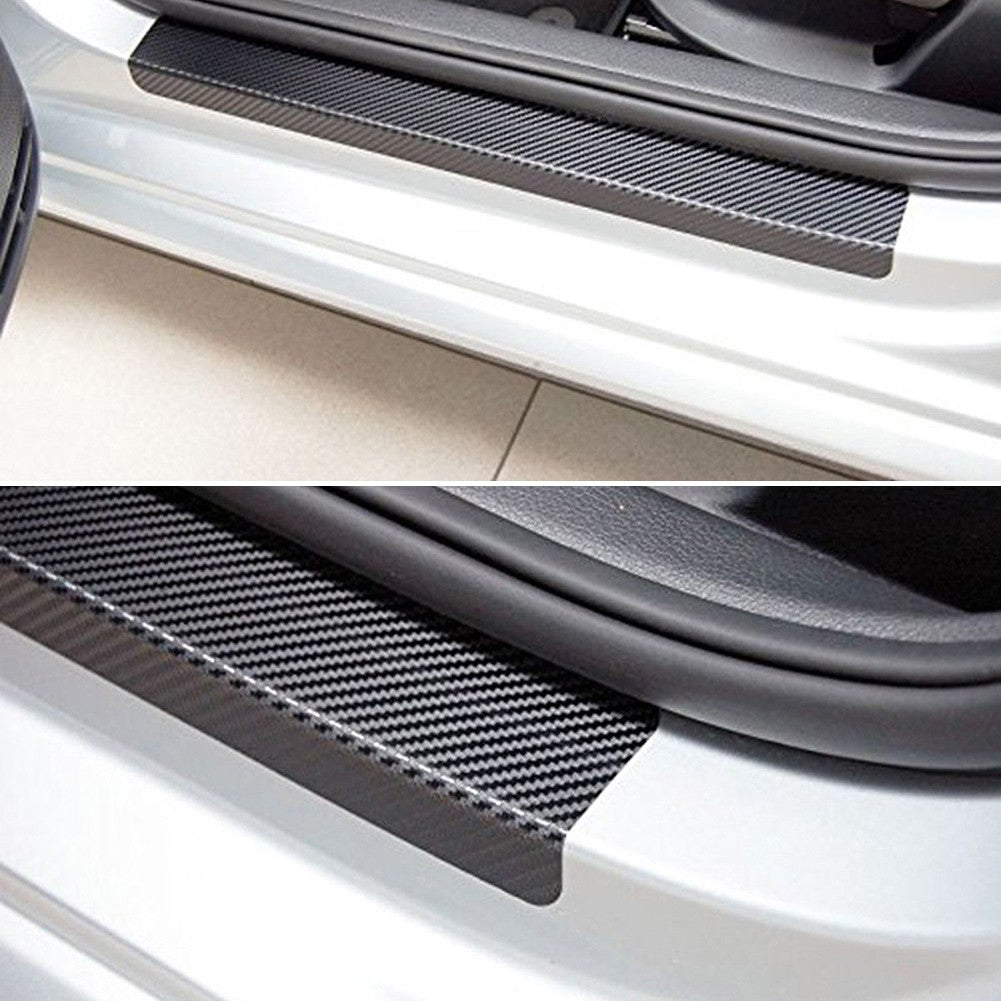 Set 4 bucati protectie praguri Carbon 3D Universal culoare neagra-3