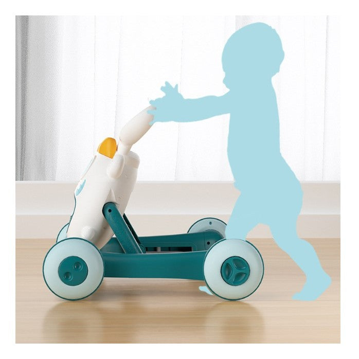 Premergator pentru copii Flippy, pliabil, viteza ajustabila, maner antialunecare, cu lumini si muzica, 46 x 57 cm, loc depozitare jucarii, inaltime ajustabila, albastru-2