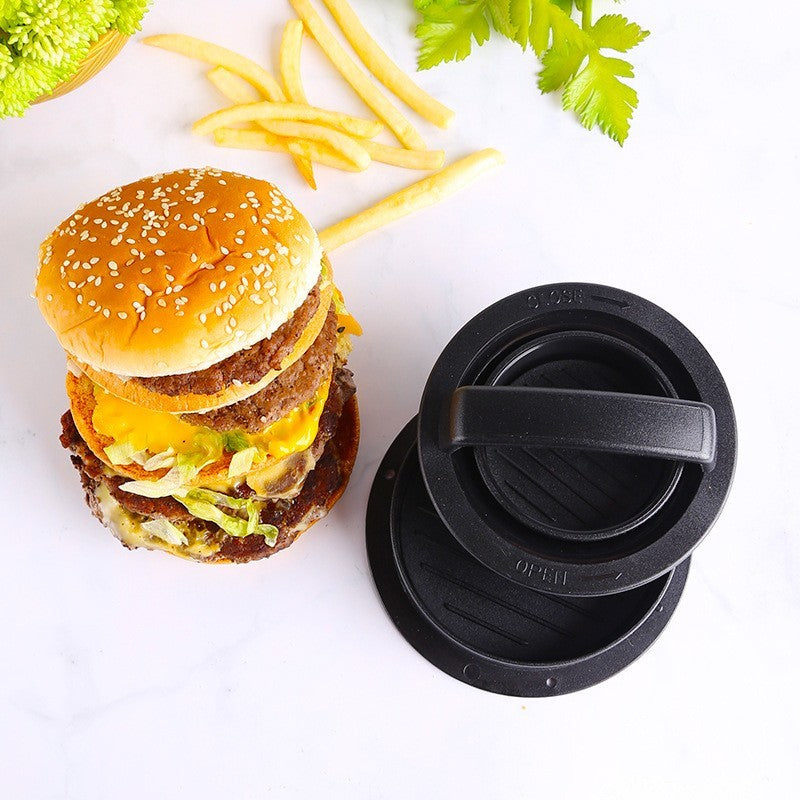 Presa dubla pentru hamburgeri 2 in 1, forma si presa, doua dimensiuni, cu maner, usor de curatat si folosit, material ABS, 100 de foi hartie de copt incluse, 13x13.5x7 cm, fara lipire, neagra-4