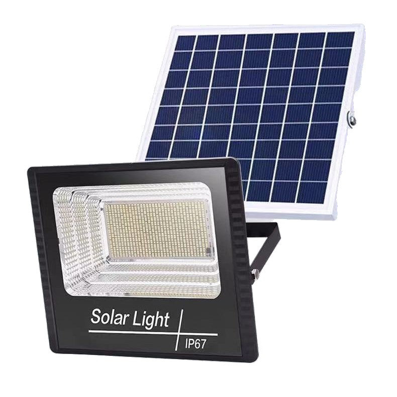Proiector LED/Lampa solara de exterior Flippy, 15 cm x 20 cm, Rezistent la Apa IP67, cu Panou Solar, 114 LED SMD, 65W, Senzor de lumina, Timer, cu Telecomanda, 2 moduri de iluminat, kit montaj inclus, Lumina Rece-0