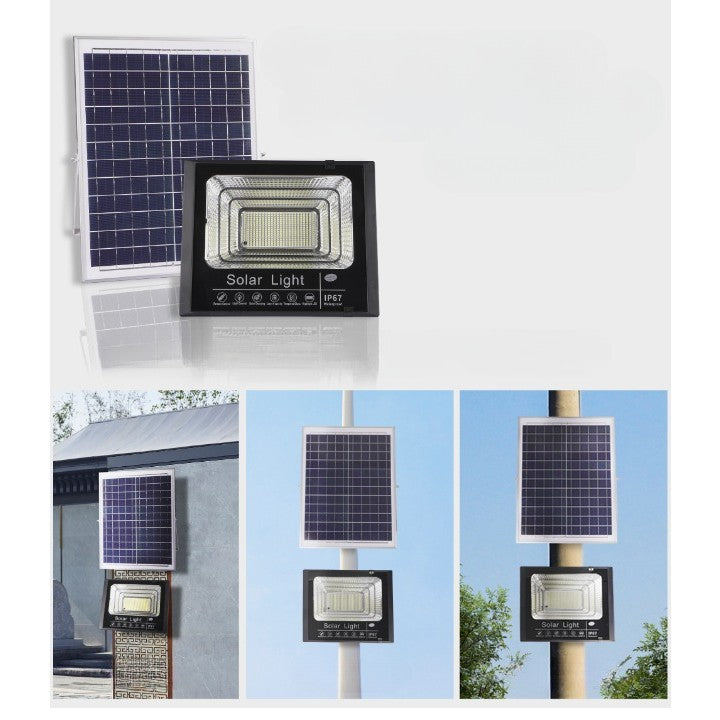 Proiector LED/Lampa solara de exterior Flippy, 20 cm x 25 cm, Rezistent la Apa IP67, cu Panou Solar, 220 LED SMD, 100W, Senzor de lumina, Timer, cu Telecomanda, 2 moduri de iluminat, kit montaj inclus, Lumina Rece-8