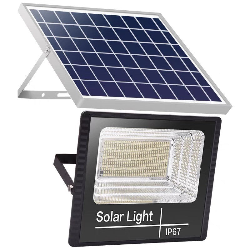 Proiector LED/Lampa solara de exterior Flippy, 20 cm x 25 cm, Rezistent la Apa IP67, cu Panou Solar, 220 LED SMD, 100W, Senzor de lumina, Timer, cu Telecomanda, 2 moduri de iluminat, kit montaj inclus, Lumina Rece-0