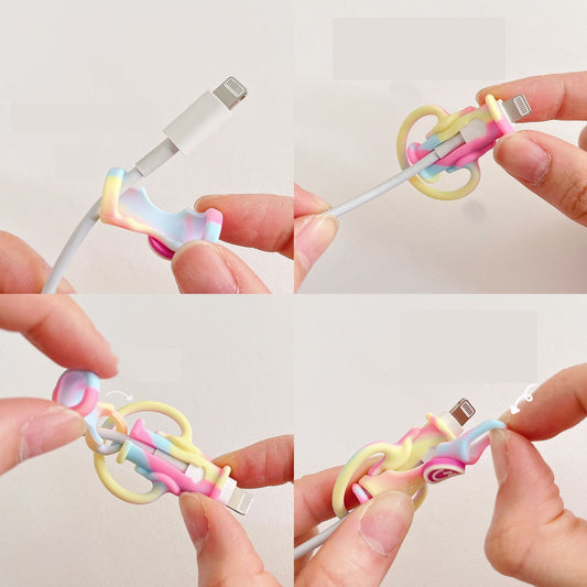 Protectie cablu USB Flippy, din silicon, model 4, multicolor-1