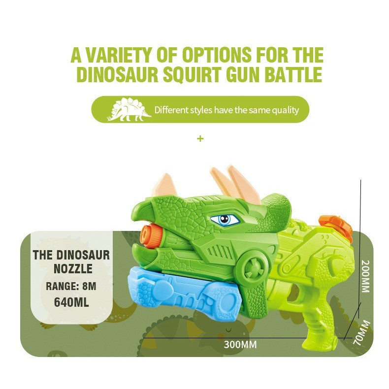 Pistol cu Apa pentru Copii, Rezervor, Pentru Piscina/Plaja, Flippy, 6ani+, Triceratops, 3 duze, Verde, 640ML-6