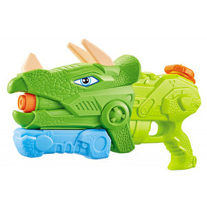 Pistol cu Apa pentru Copii, Rezervor, Pentru Piscina/Plaja, Flippy, 6ani+, Triceratops, 3 duze, Verde, 640ML-0