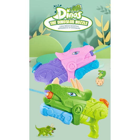 Pistol cu Apa pentru Copii, Rezervor, Pentru Piscina/Plaja, Flippy, 6ani+, Triceratops, 3 duze, Roz, 640ML-1
