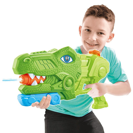 Pistol cu Apa pentru Copii, Rezervor, Pentru Piscina/Plaja, Flippy, 6ani+, Tiranozaur, 3 duze, Verde, 1440ML-1