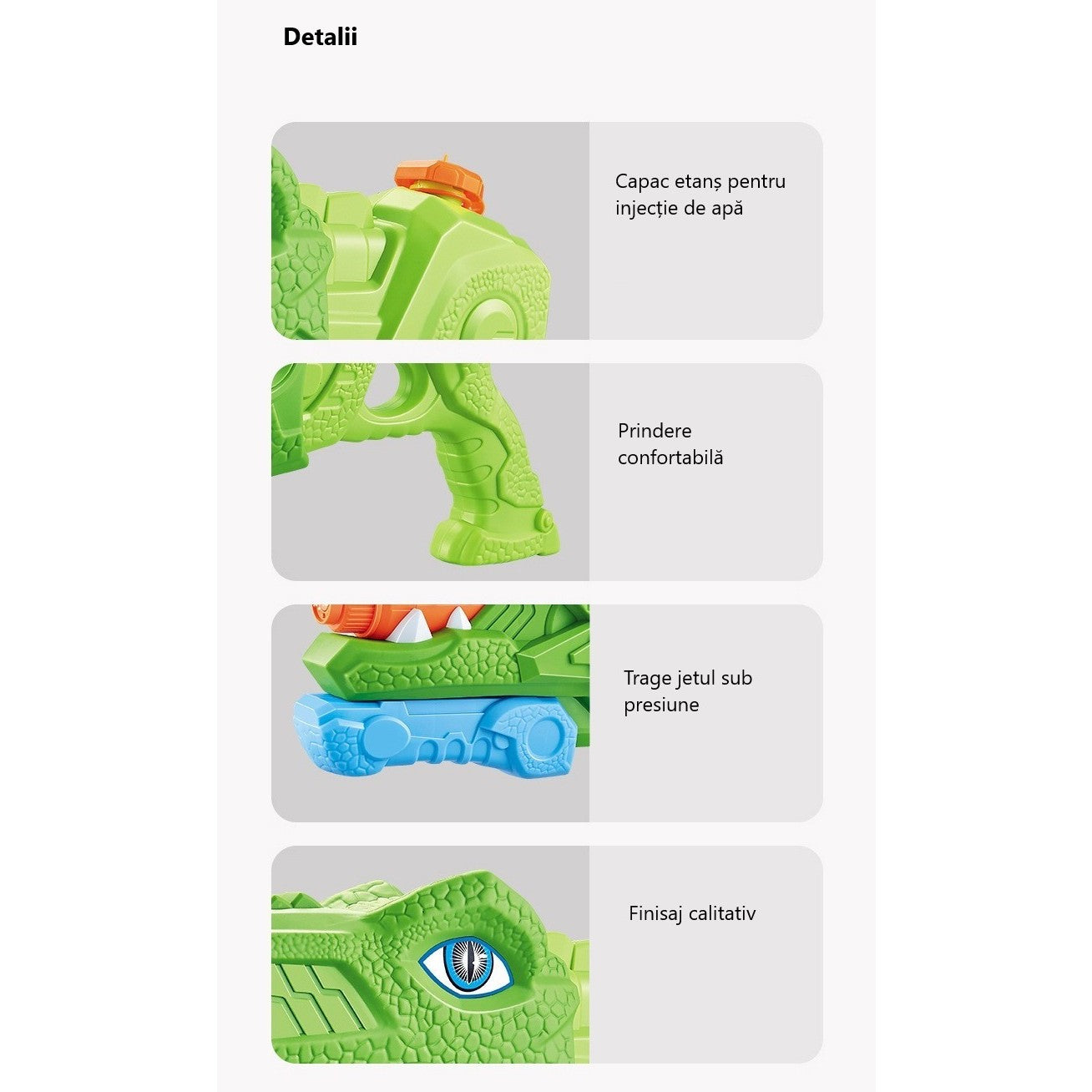 Set 2x Pistol cu Apa pentru Copii, Rezervor, Pentru Piscina/Plaja, Flippy, 6ani+, Tiranozaur, Roz + Verde,660 ML-2