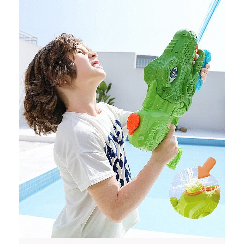 Set 2x Pistol cu Apa pentru Copii, Rezervor, Pentru Piscina/Plaja, Flippy, 6ani+, Tiranozaur, Roz + Verde,660 ML-7