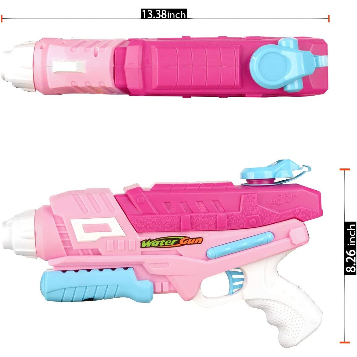 Set 2x Pistol cu Apa pentru Copii, Rezervor, Pentru Piscina/Plaja, Flippy, 6ani+, Roz + Albastru, 600 ML-1