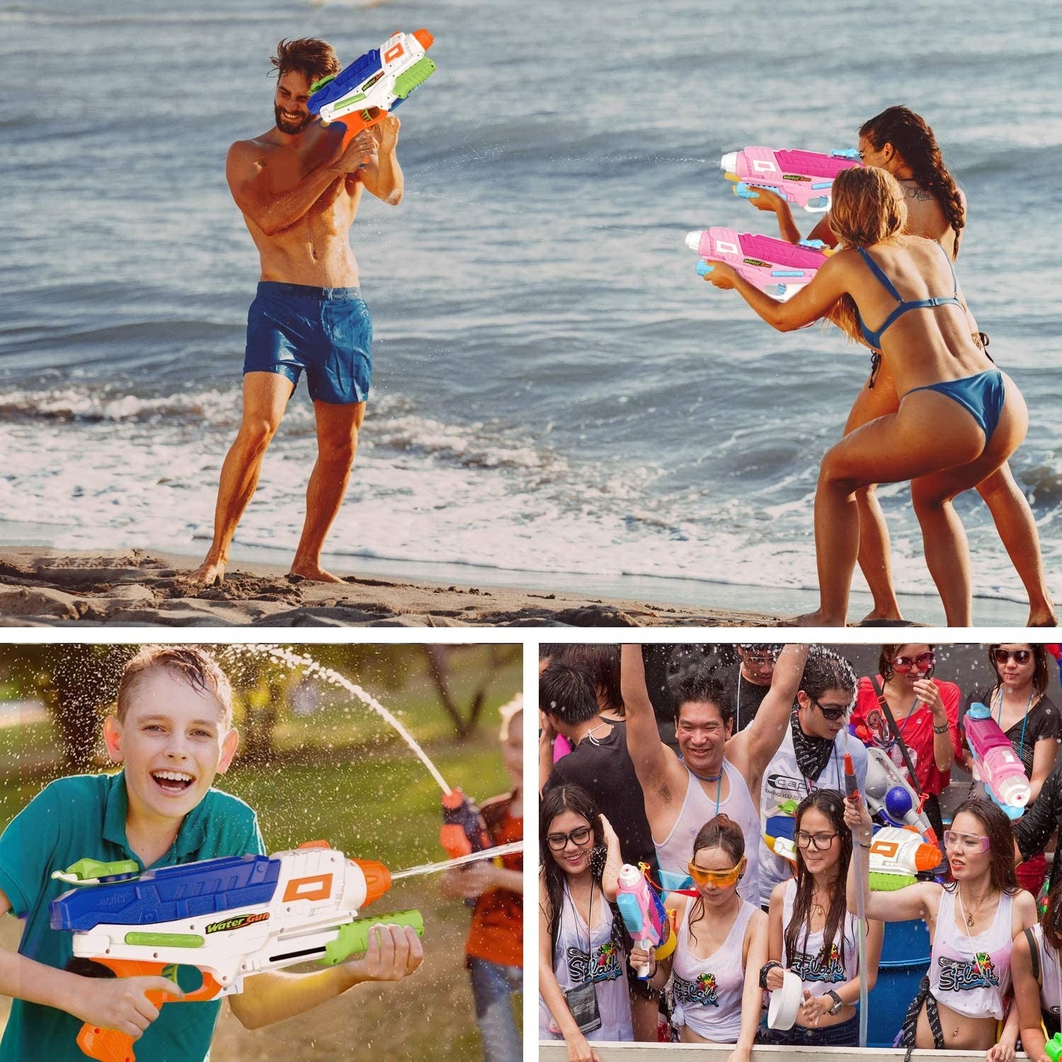 Set 2x Pistol cu Apa pentru Copii, Rezervor, Pentru Piscina/Plaja, Flippy, 6ani+, Roz + Albastru, 600 ML-5