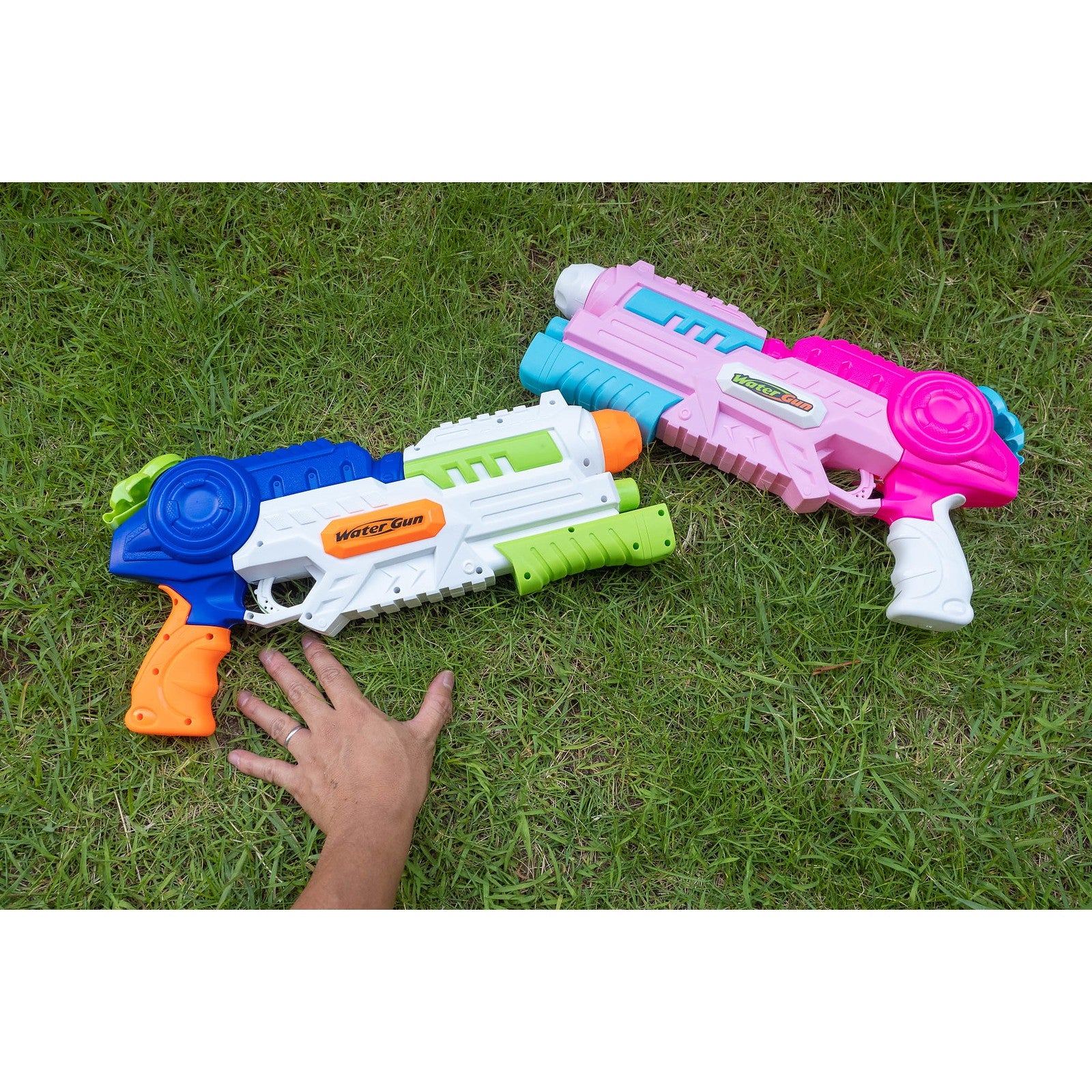 Set 2x Pistol cu Apa pentru Copii, Rezervor, Pentru Piscina/Plaja, Flippy, 6ani+, Roz + Albastru, 1000 ML-1