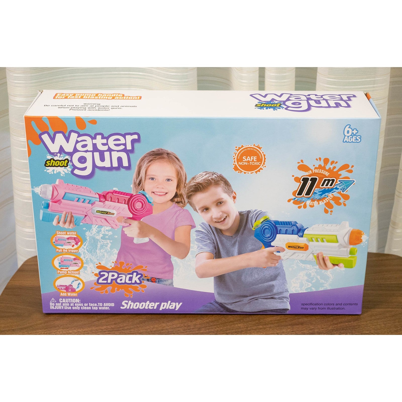 Set 2x Pistol cu Apa pentru Copii, Rezervor, Pentru Piscina/Plaja, Flippy, 6ani+, Roz + Albastru, 1000 ML-8
