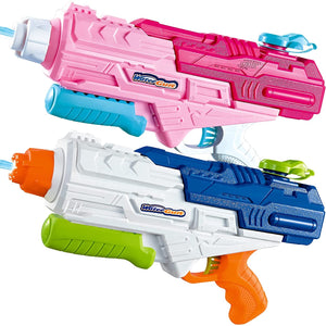 Set 2x Pistol cu Apa pentru Copii, Rezervor, Pentru Piscina/Plaja, Flippy, 6ani+, Roz + Albastru, 1200 ML-0