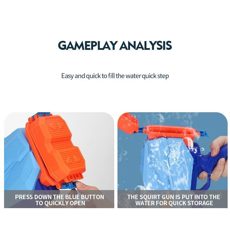 Pistol cu Apa pentru Copii, Rezervor, Pentru Piscina/Plaja, Flippy, 6ani+, Quick Fill, Albastru, 600ML-3