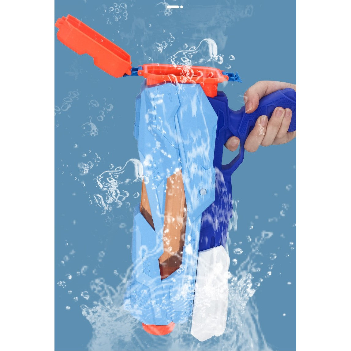 Pistol cu Apa pentru Copii, Rezervor, Pentru Piscina/Plaja, Flippy, 6ani+, Quick Fill, Albastru, 600ML-6