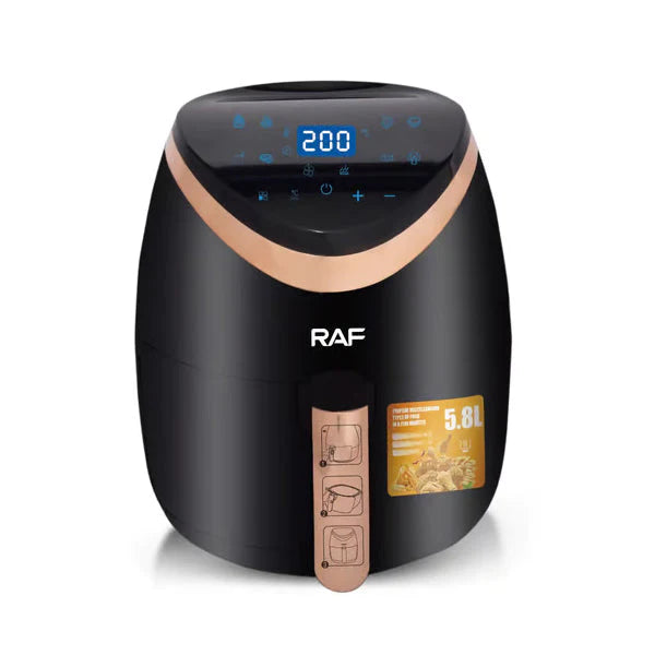 Air Fryer Deluxe RAF 5234 Capacitate 6L, 2400W, Circulație Aer 360°, Touch Screen