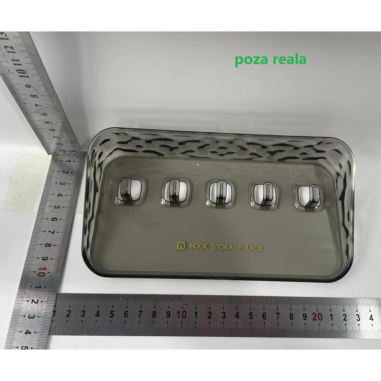 Raft de Depozitare cu Carlig, Flippy, Pentru Chei, Bijuterii, 20.3 x 4.6 x 10.3 cm, Gri-1