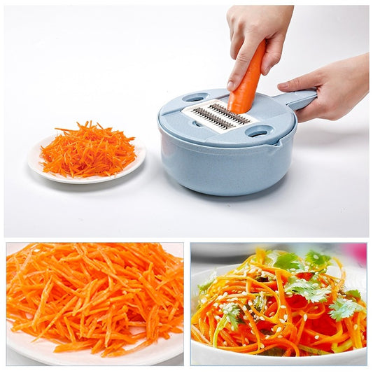 Razatoare multifunctionala Flippy pentru legume, fructe, branzeturi, 10 piese, 27.6x8 cm, albastru-1
