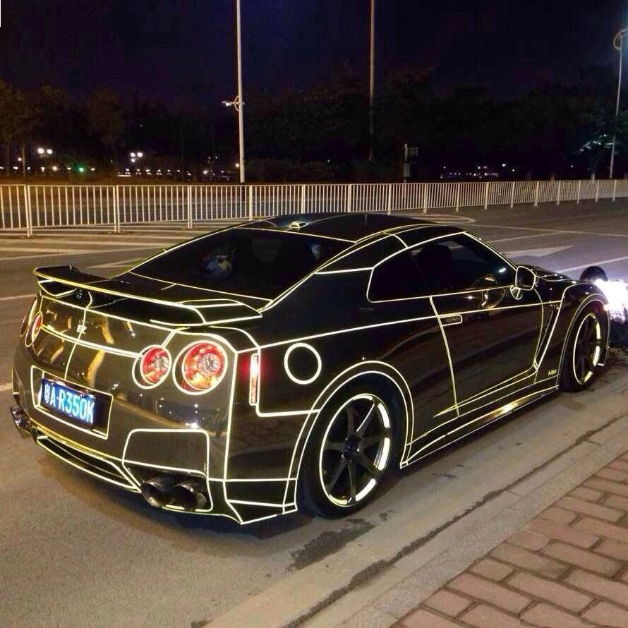 2 x Sticker Reflectorizant "OUTLINE DECO", culoare GALBEN, dimensiune 1cm x 8m-2