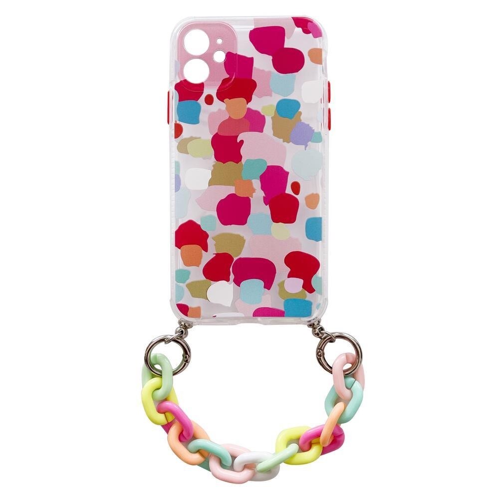 Husa Compatibila cu iPhone 7/8 Color Chain Case Flexible, Cu Lantisor Inclus, Multicolor