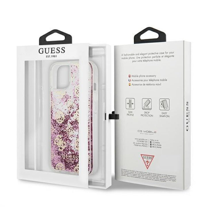 Husa Guess iPhone 13 Mini, Peony Liquid Glitter, Roz