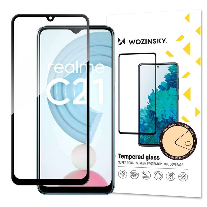 Folie de protectie WOZINSKY Full Glue, rezistenta la impact, pentru Realme C21, negru