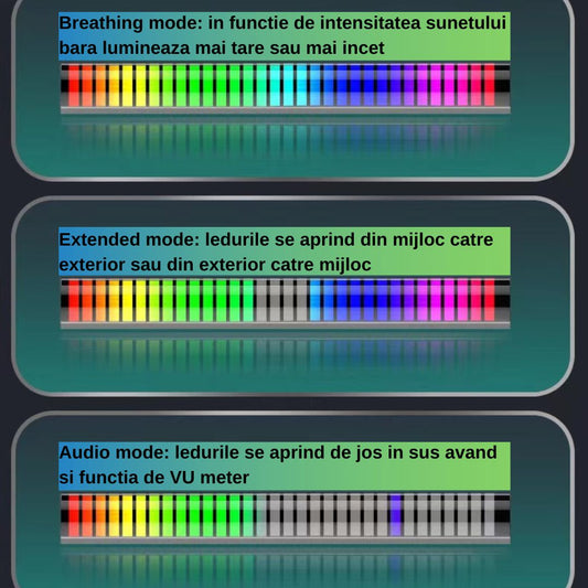 Bara cu leduri RGB 360°, control prin aplicatie, 32 leduri, multiple moduri