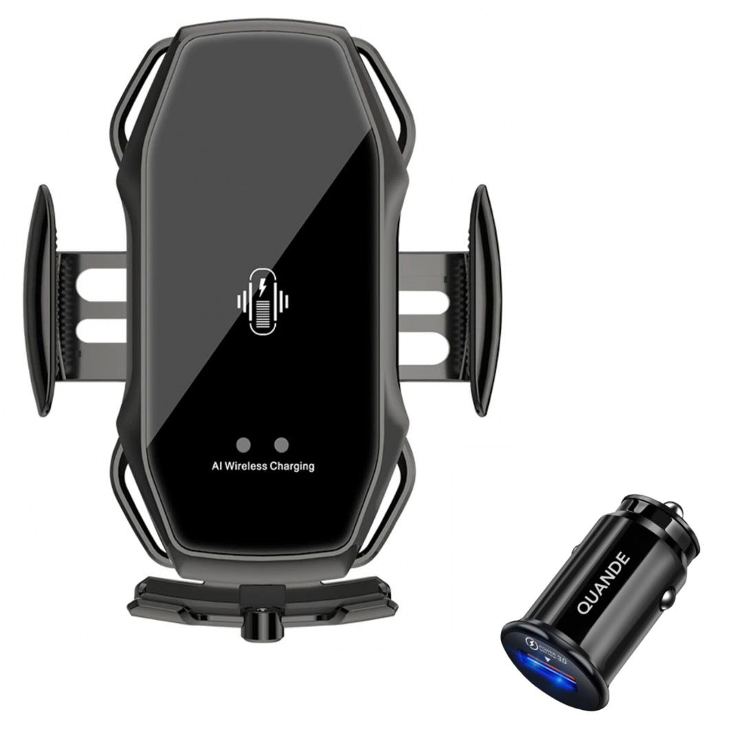 Incarcator auto suport Smart wireless Fast Charger 15W, QUANDE, Adapter auto 18w, 3.0, universal