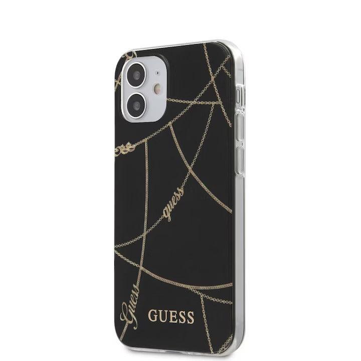 Husa Guess Gold Chain Collection, pentru iPhone 12 Mini 5.4", Negru