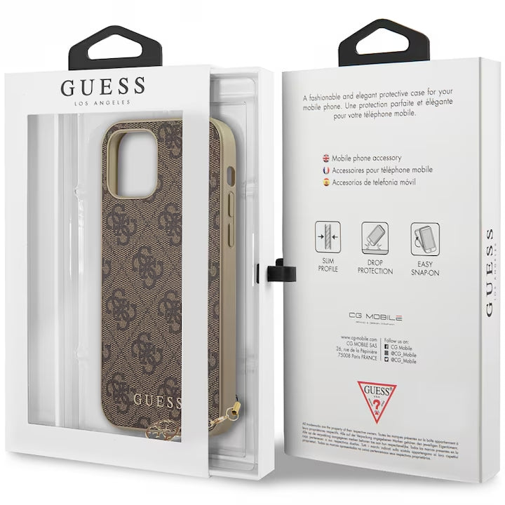 Husă Guess 4G Charms Collection pentru iPhone 12 / 12 Pro – Maro