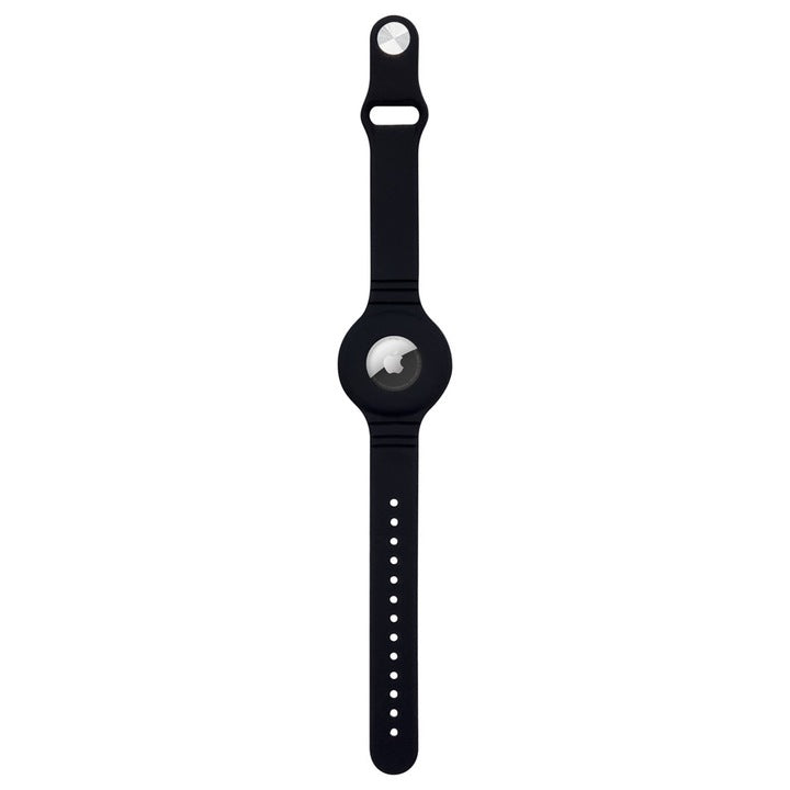 Husa de protectie tip bratara Hurtel pentru Apple AirTag, Flexibila, Silicon, Negru