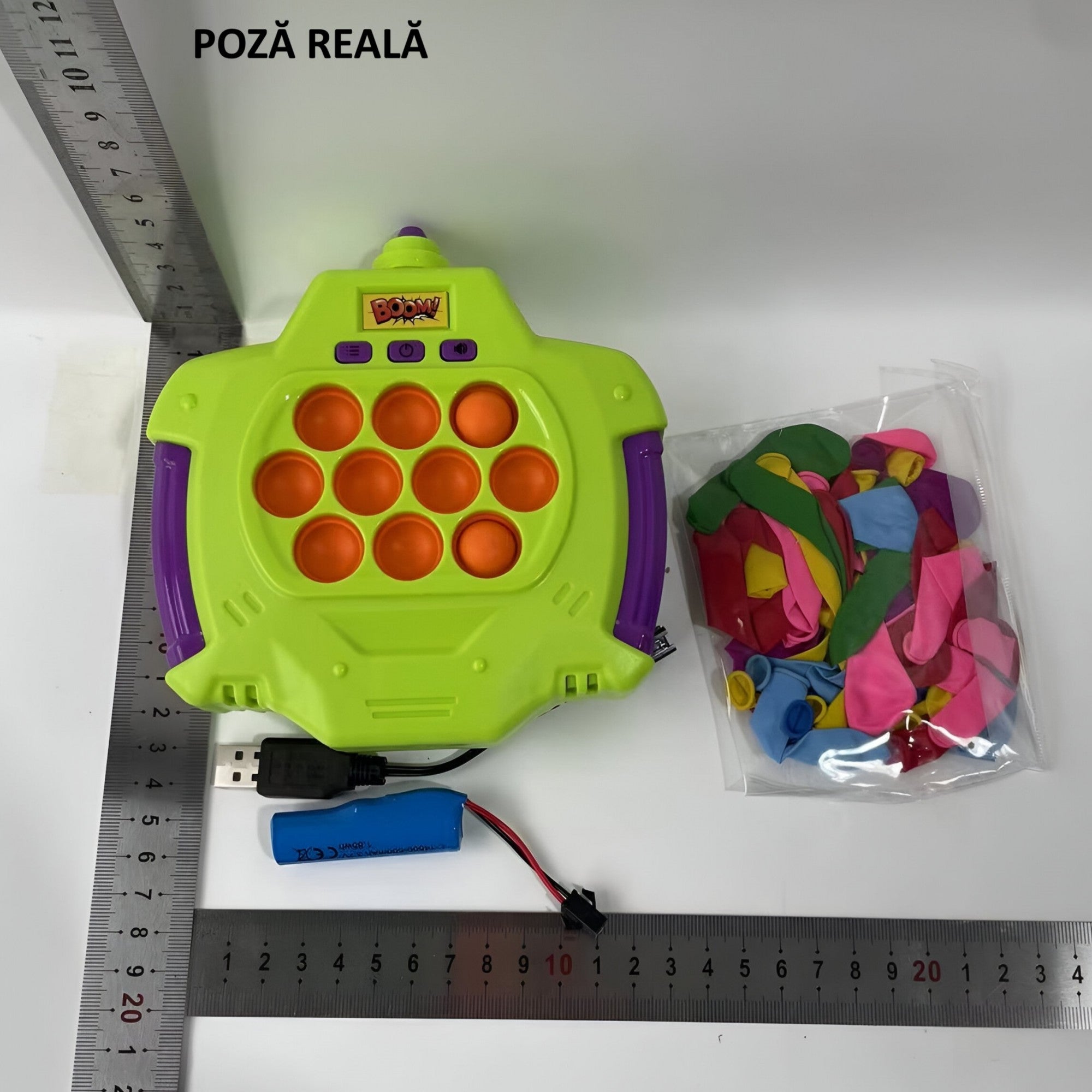 Joc Pop-It Antistres, Flippy, Electronic, 50 de Baloane, Muzica, 2 Moduri de Joc, Nivel Maxim 200, 14.5x13.5x5.7cm, Verde-1