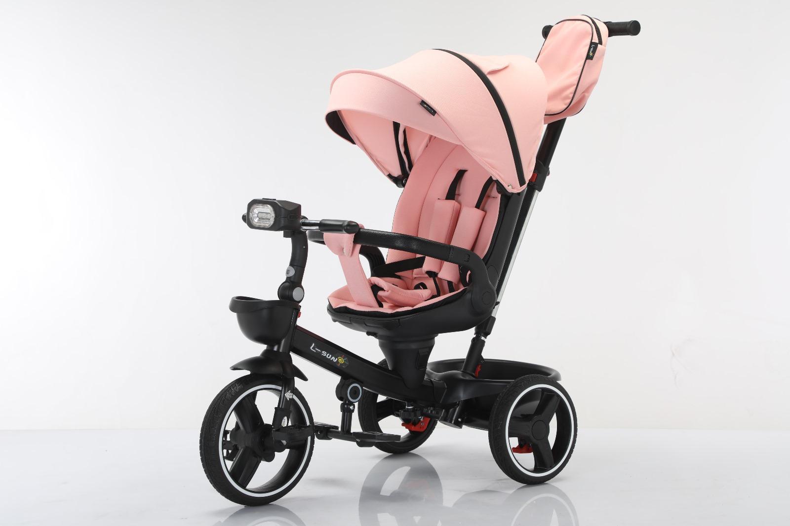 Tricicleta reversibila, evolutiva, cu pozitie de somn, roata cauciuc, cu lumini si muzica, SL06