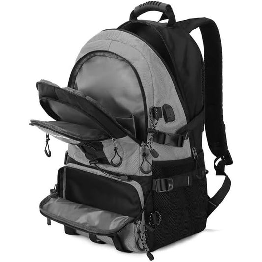Rucsac Multifunctional de Alpinism, Flippy, Capacitate 36-55 L, de Calatorie, Impermeabil, Slot USB Incarcare Telefon, Bretele Reglabile, 52 x 34 x 19 cm, Gri-1