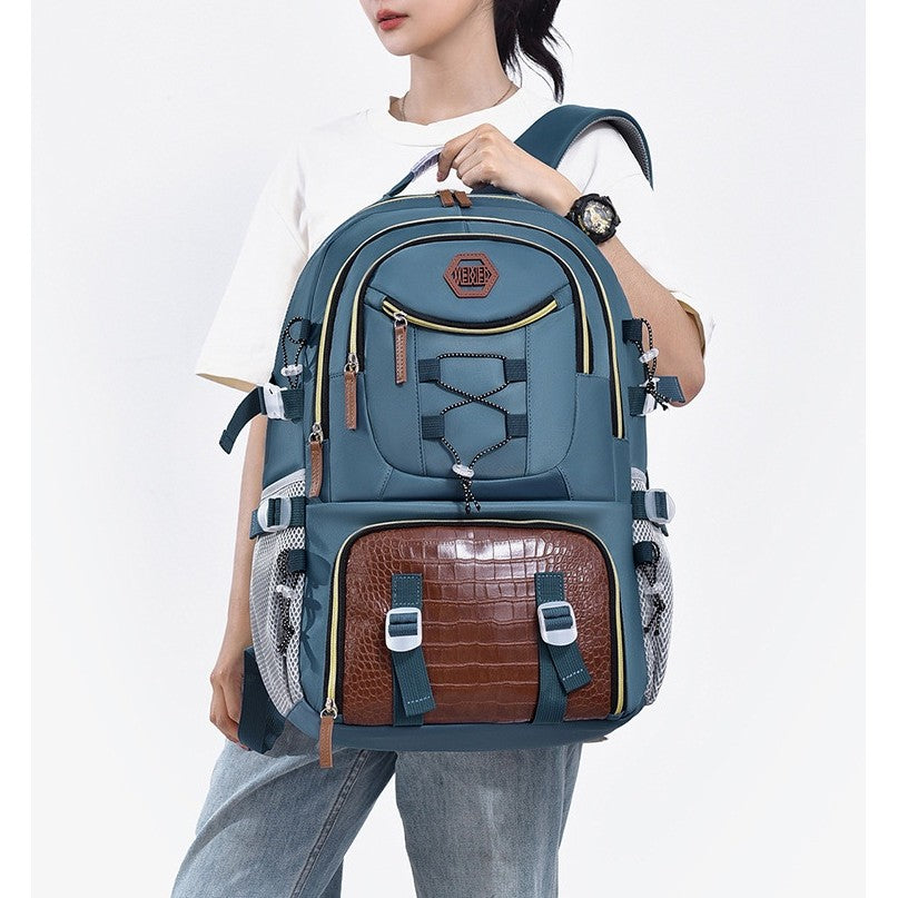 Rucsac Multifunctional pentru Calatorie, Flippy, pentru Alpinism, Voiaj, Drumetii, din Panza Oxford, 34x16x52 cm, Albastru Marin-1