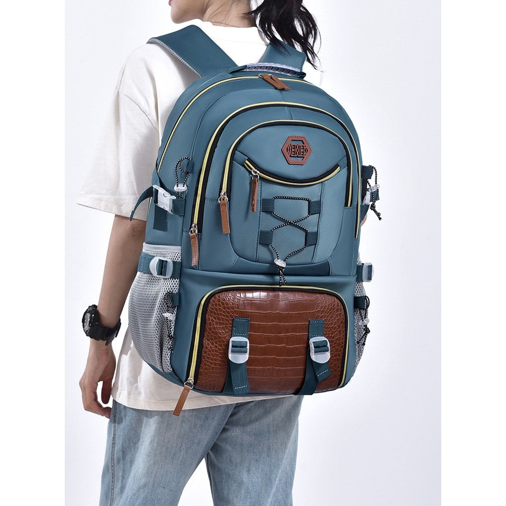 Rucsac Multifunctional pentru Calatorie, Flippy, pentru Alpinism, Voiaj, Drumetii, din Panza Oxford, 34x16x52 cm, Albastru Marin-3